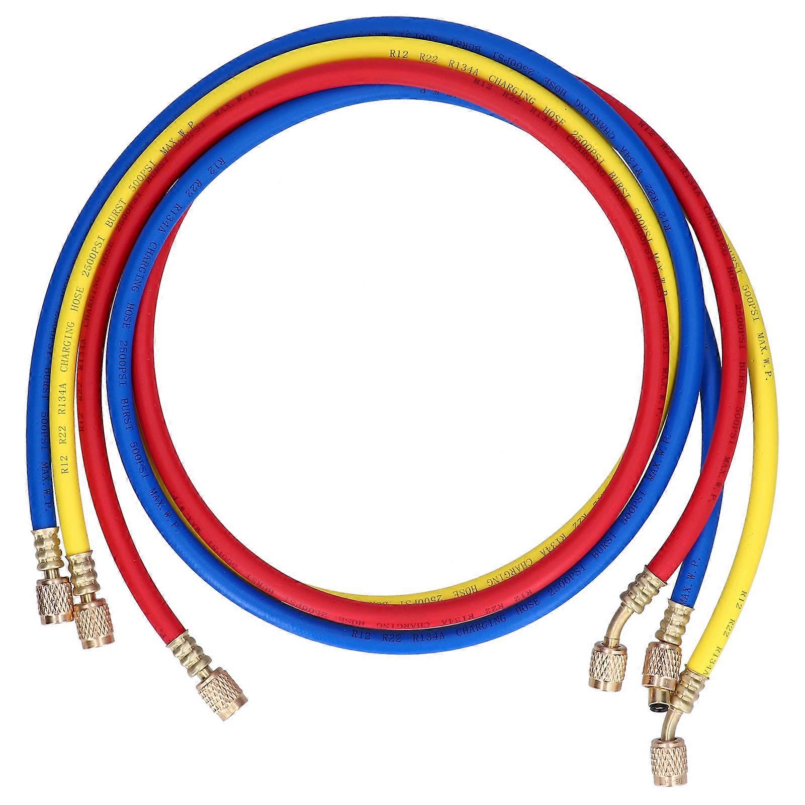 3Pcs AC Charging Hose Detection Liquid Filling Refrigerant Pipe 3Colour CT360RYB(R22)1.5meter