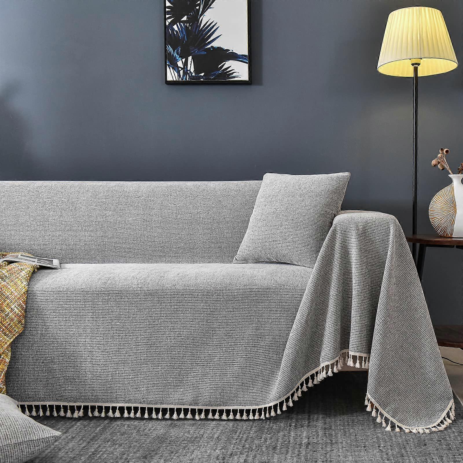 Chenille sofa cover for 3seater corner sofa, scratchresistant, thickened, light gray