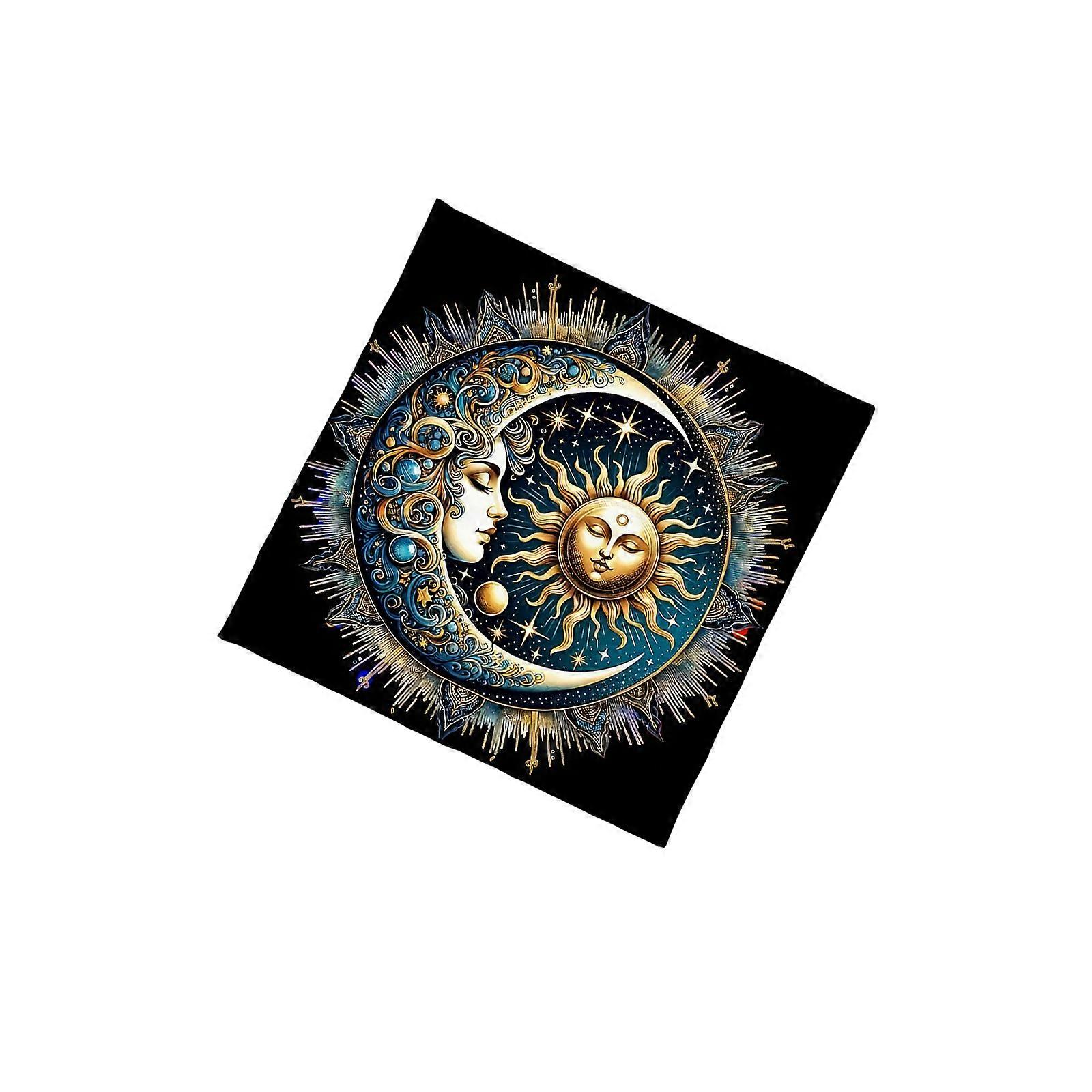 Kare Kehanet Duvar Halısı Güneş Ay Desenli Astroloji Masa Örtüsü Tarot Masa Örtüsü Masa Örtüsü Büyücülük Malzemeleri 50x50cm