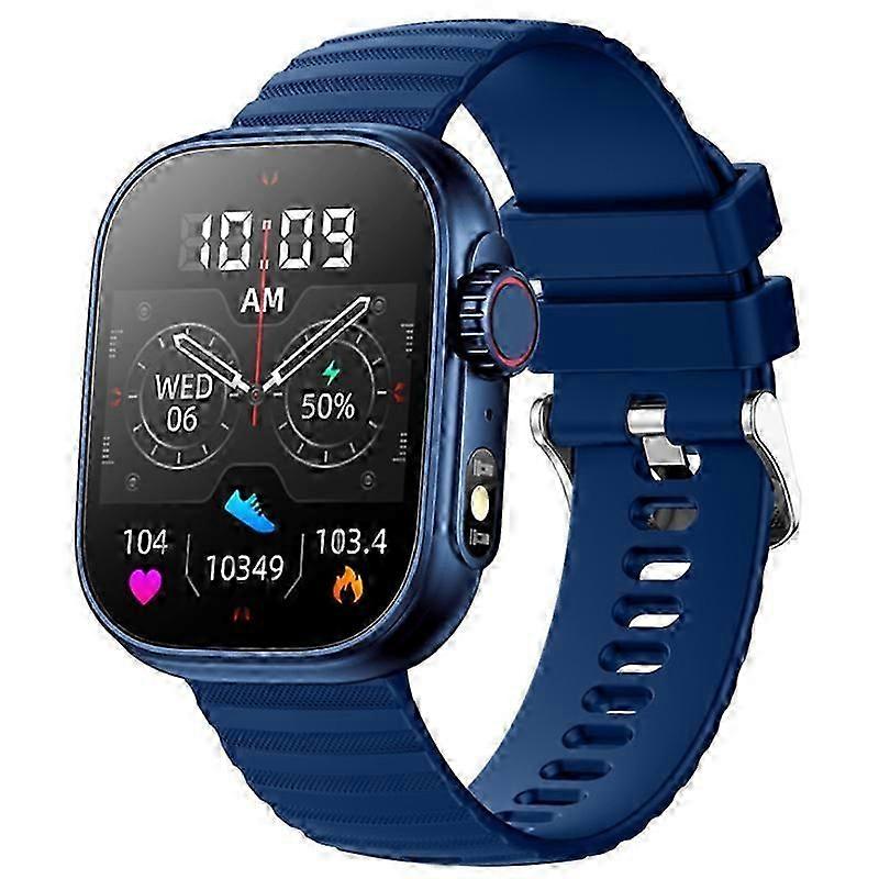 Smartwatch with Bluetooth Calling, 2.01-Inch Large Screen, Heart Rate, Body Temperature, Waterproof, Fitness, LED(Blue)
