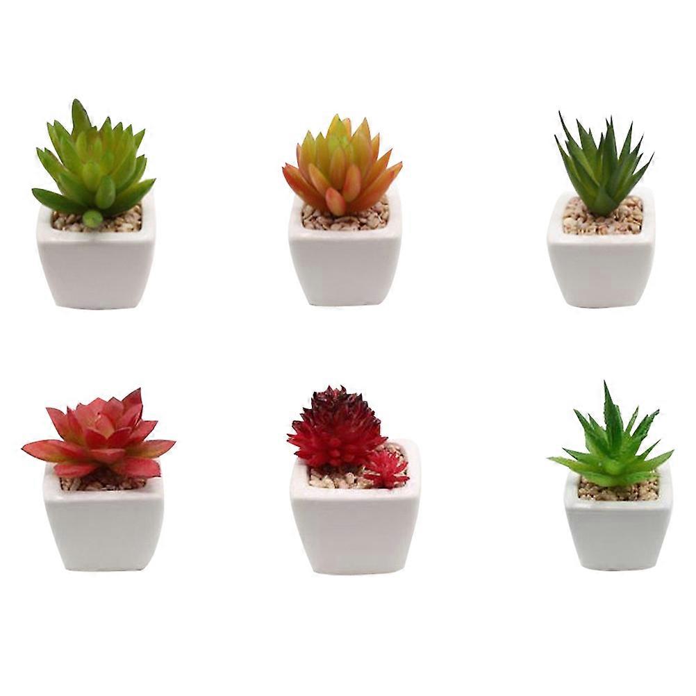 Decorative Bonsai Potted Plants Artificial Succulents Ideal for Bookshelf Windowsill White 5x5cm PVC Foam 1SetOf6pcs