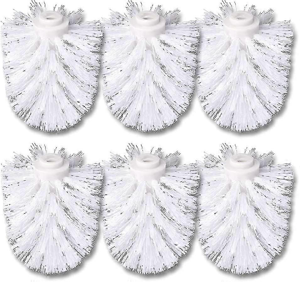 White replaceable toilet brush heads - 6 spare WC brush pack
