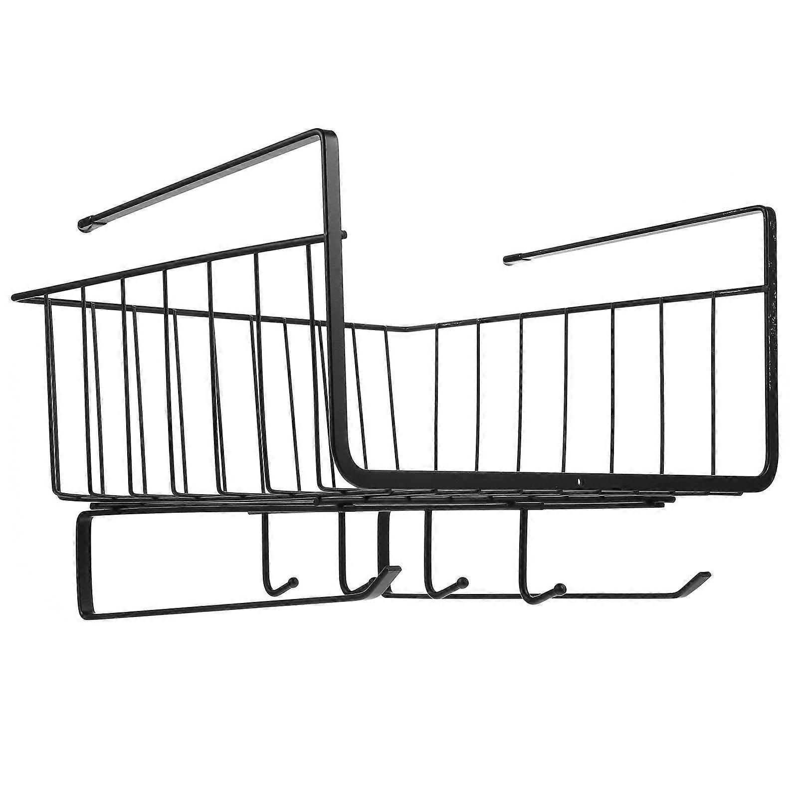 Kitchen Under Shelf Storage Basket Organizer Black 26.8X25.3CM Space Saving Easy Access 1Pack