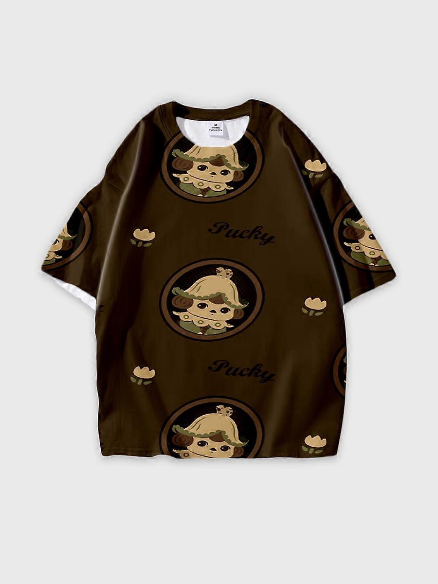 T-shirt round neck Pattern loose short sleeve B2232