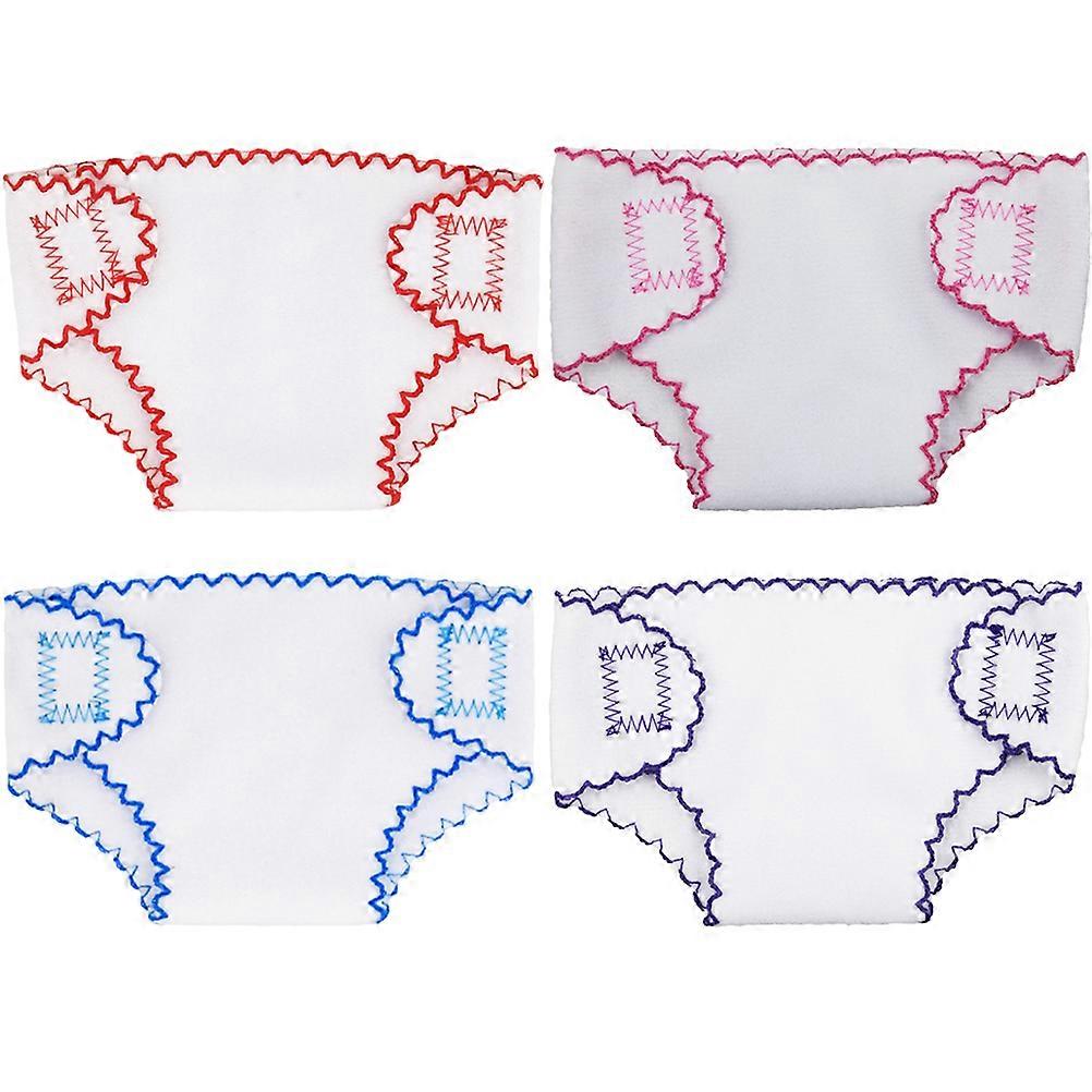 4pcs Reusable Doll Diapers Underwear for Dress Up Educational Imaginative Play Fits
