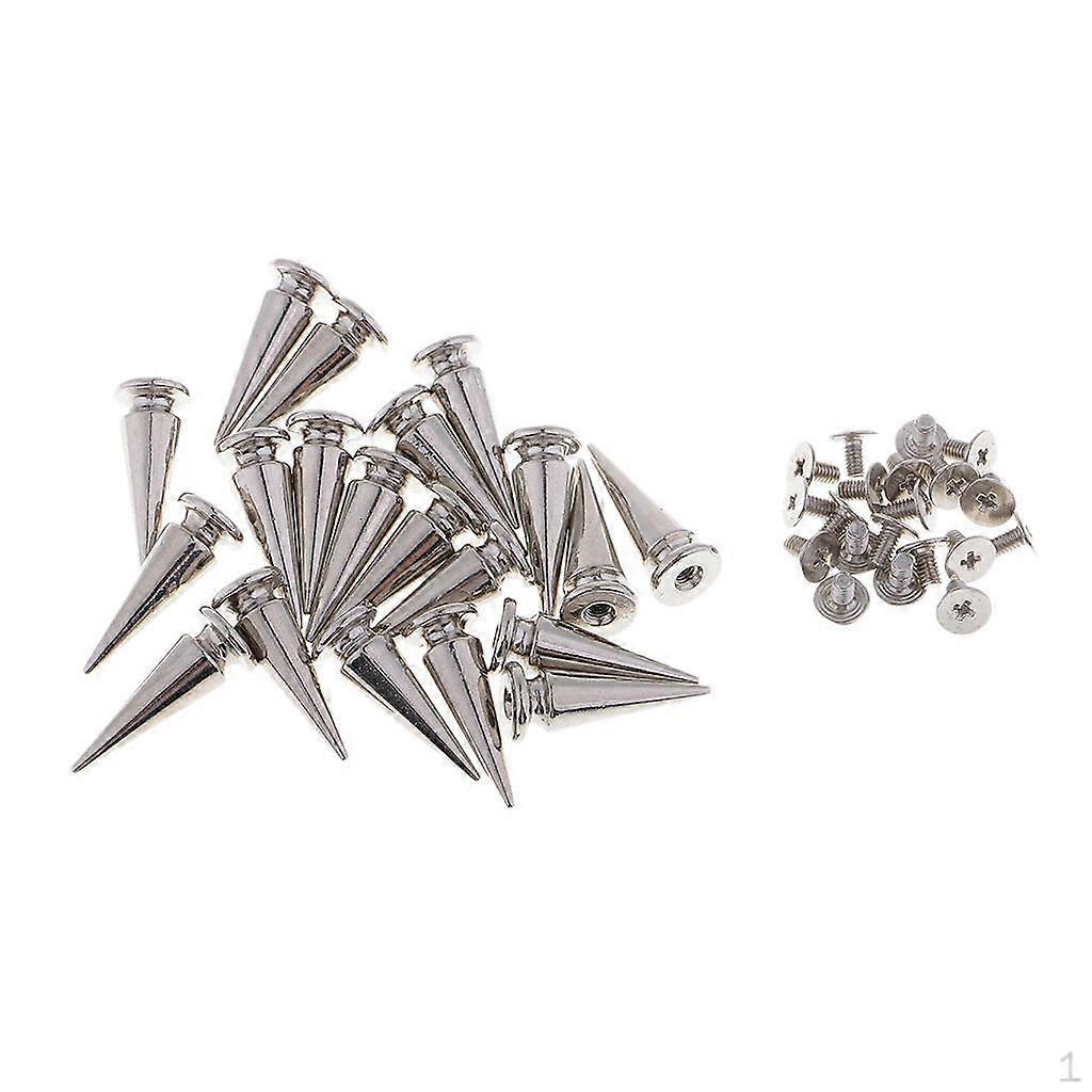 20 Set Cone Silver Spikes Belt Leathercraft Rivet Accessory x 19mm