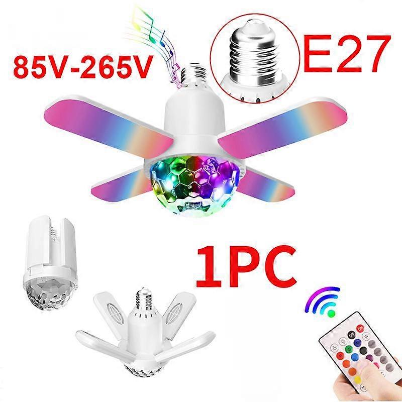 24W LED Four-leaf Music Lamp Bluetooth Colorful Sound Control Folding Bulb Lamp Deformable Ceiling Fixture Lights with Remote