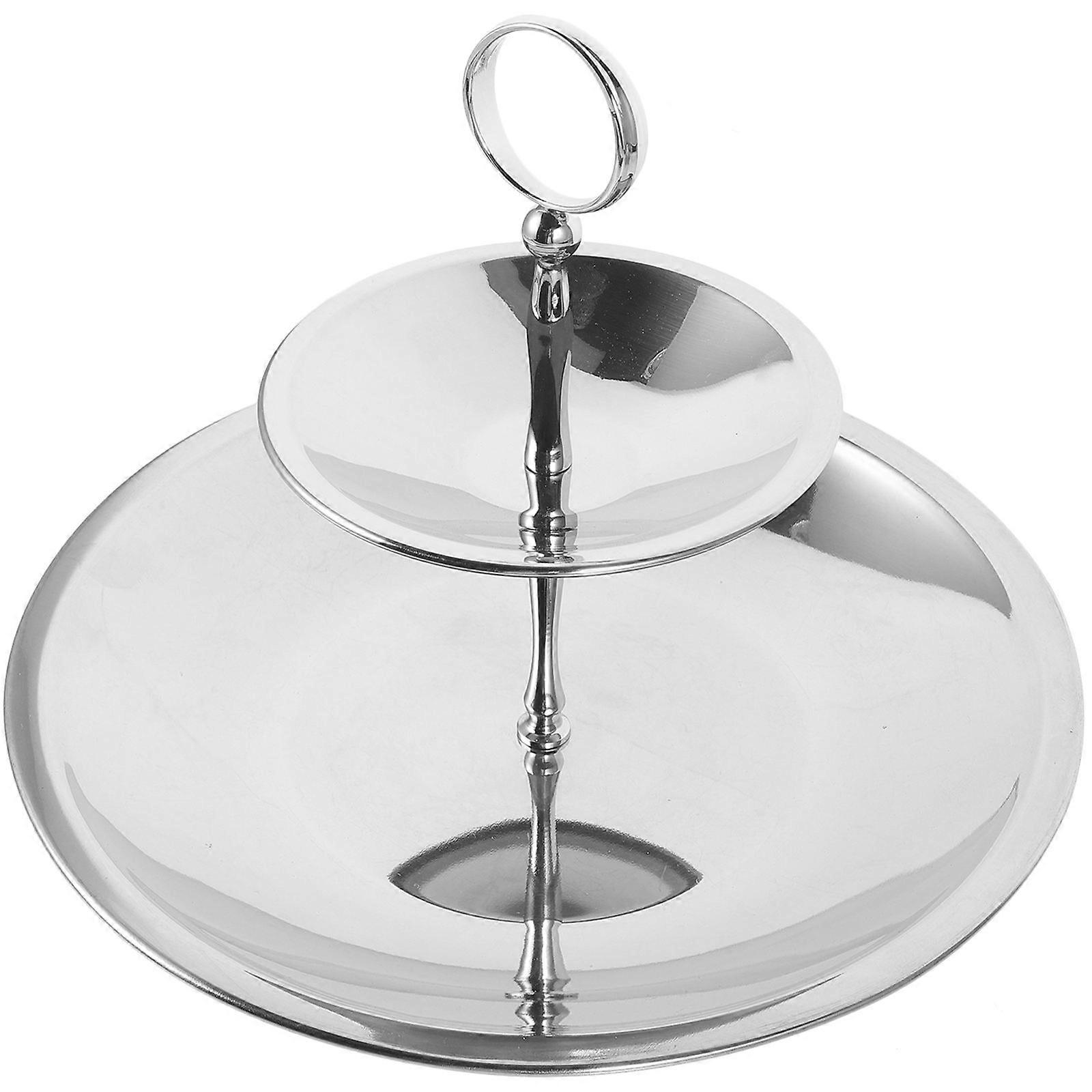 Multi Layer Snack Stand for Storage Made of Stainless Steel Silver Color Fits Various Scenes