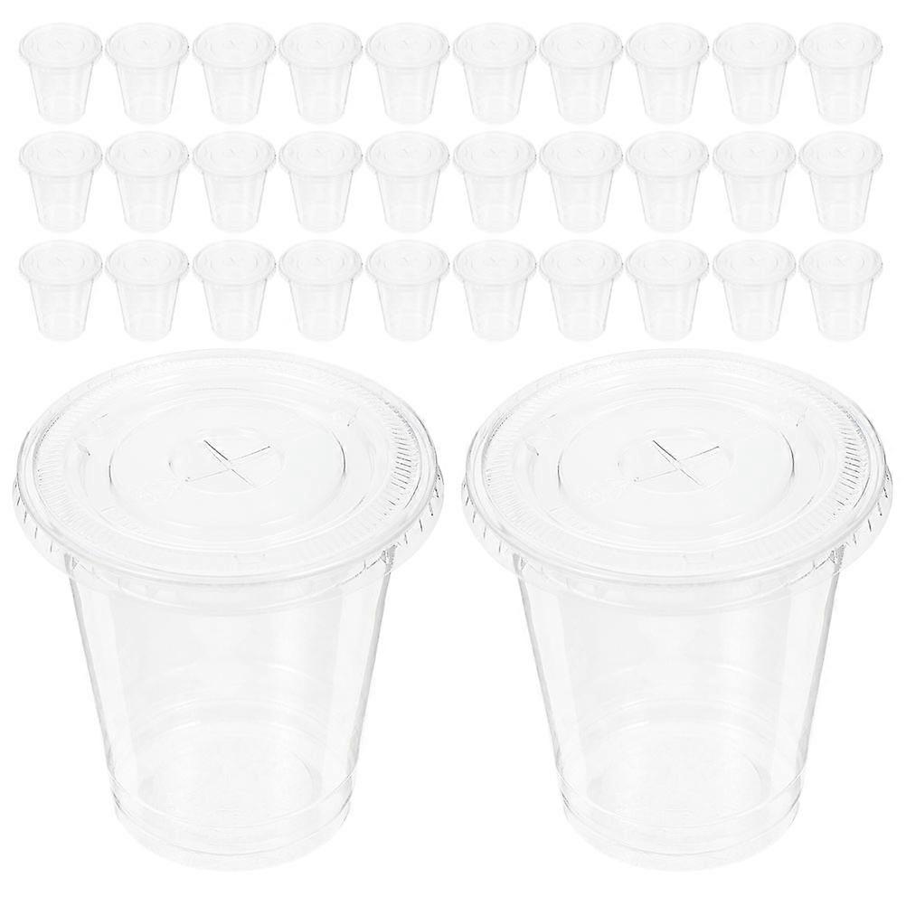 Transparent PET Disposable Cups with Lids for Fish Tank Use and Beverage Storage 100Pcs