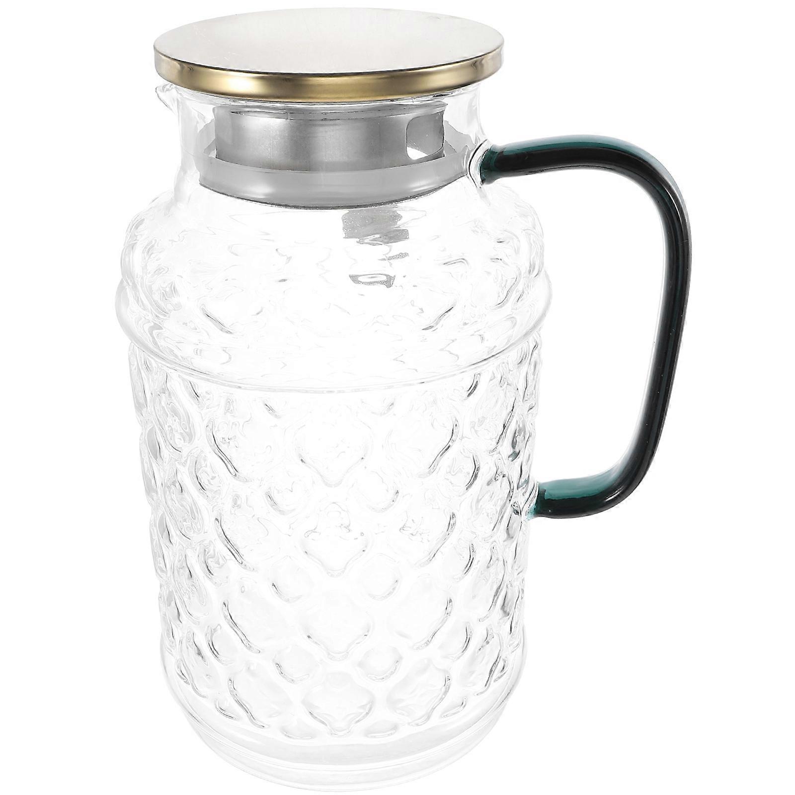Stainless Steel and Glass Pitcher with Lid for Fridge Storage Large Capacity Transparent 1.5L