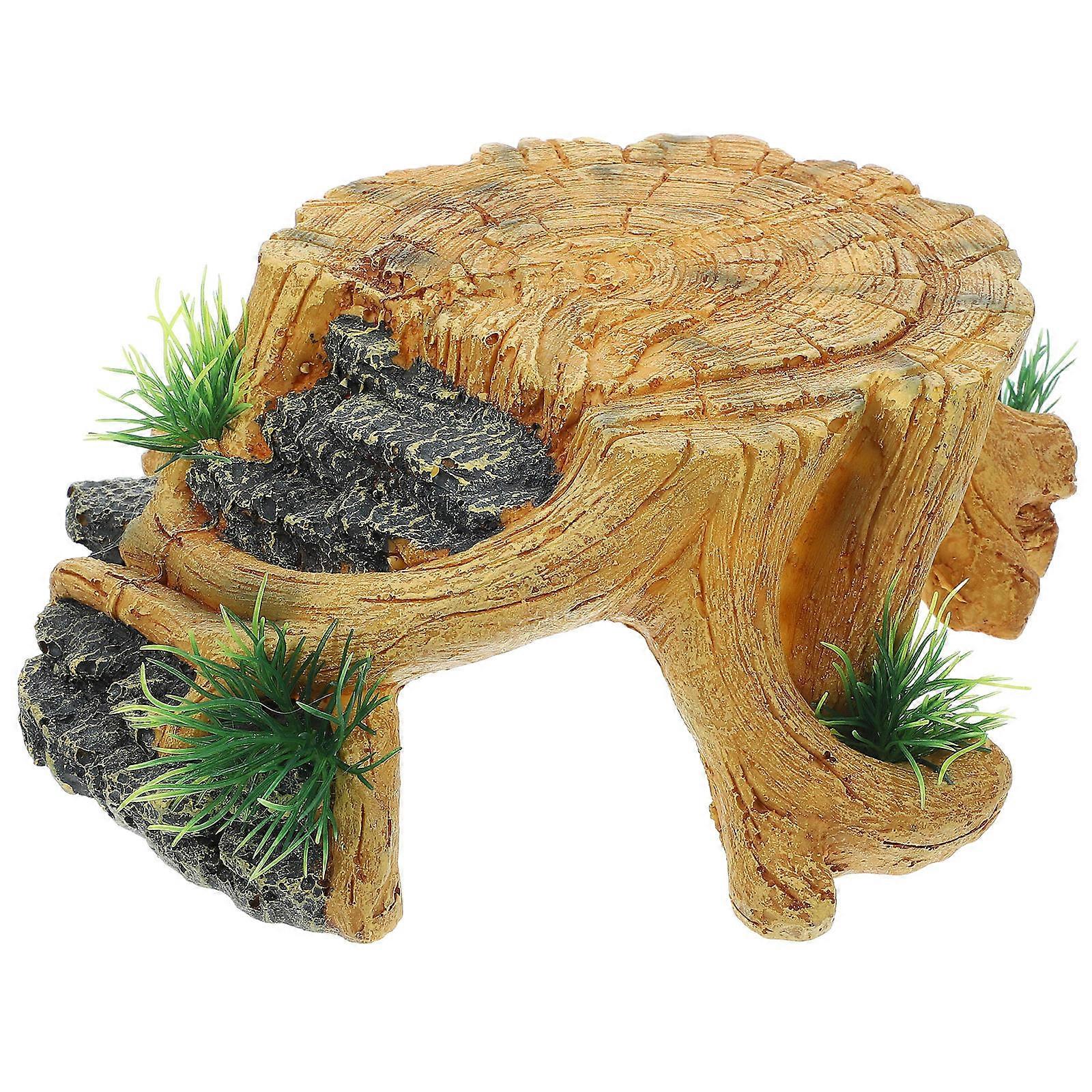 Basking Platform For Turtles Turtle Tank Habitat Reptile Supplies Coffee Color Resin 8.7×7.9×3.9in 1Pack