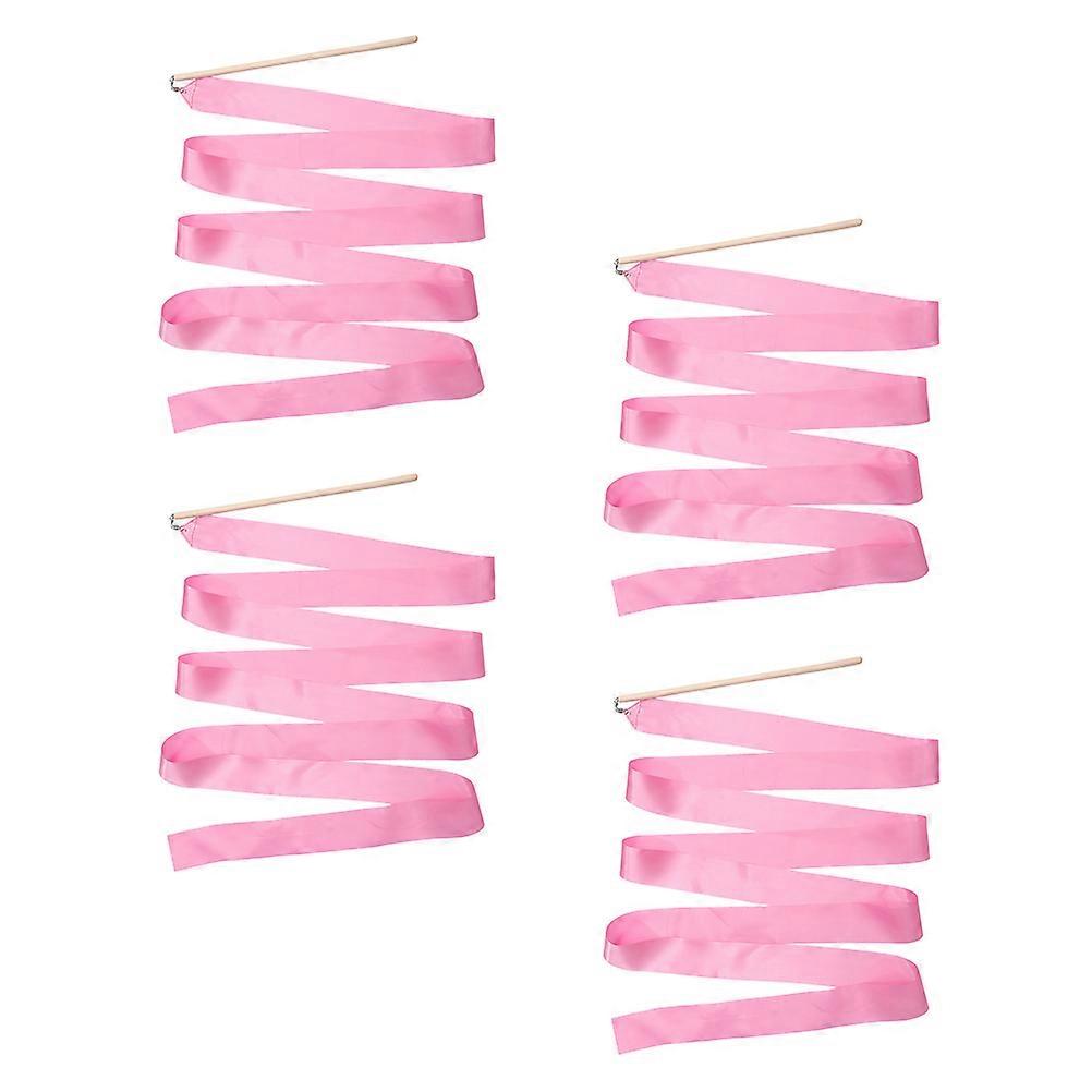 Pink Silk Rhythmic Ribbon for Dancing and Gymnastics Perfect Kids 4 Pieces