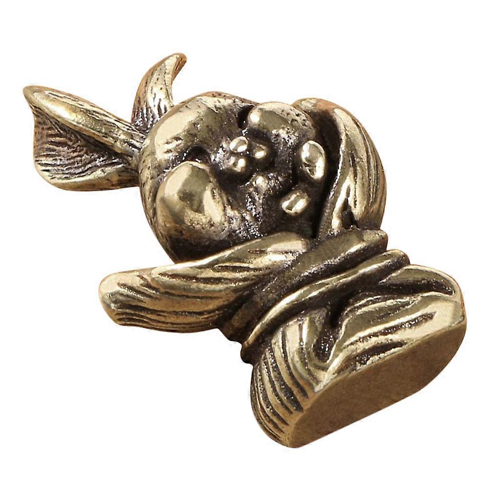 Retro Golden Brass Rabbit Figurine for Decor Durable and Elegant Craftwork Small Desktop Statue