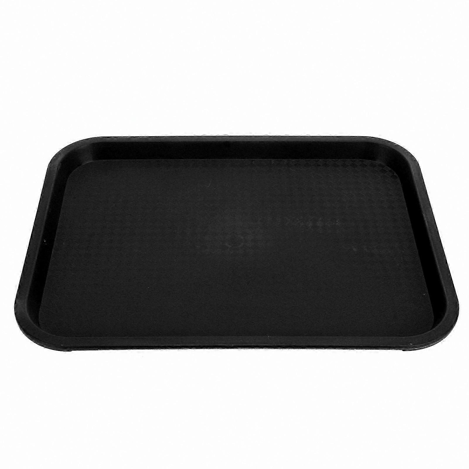 Black Rectangular Food Tray with Non-Slip Surface for Cafeteria and Restaurant Use