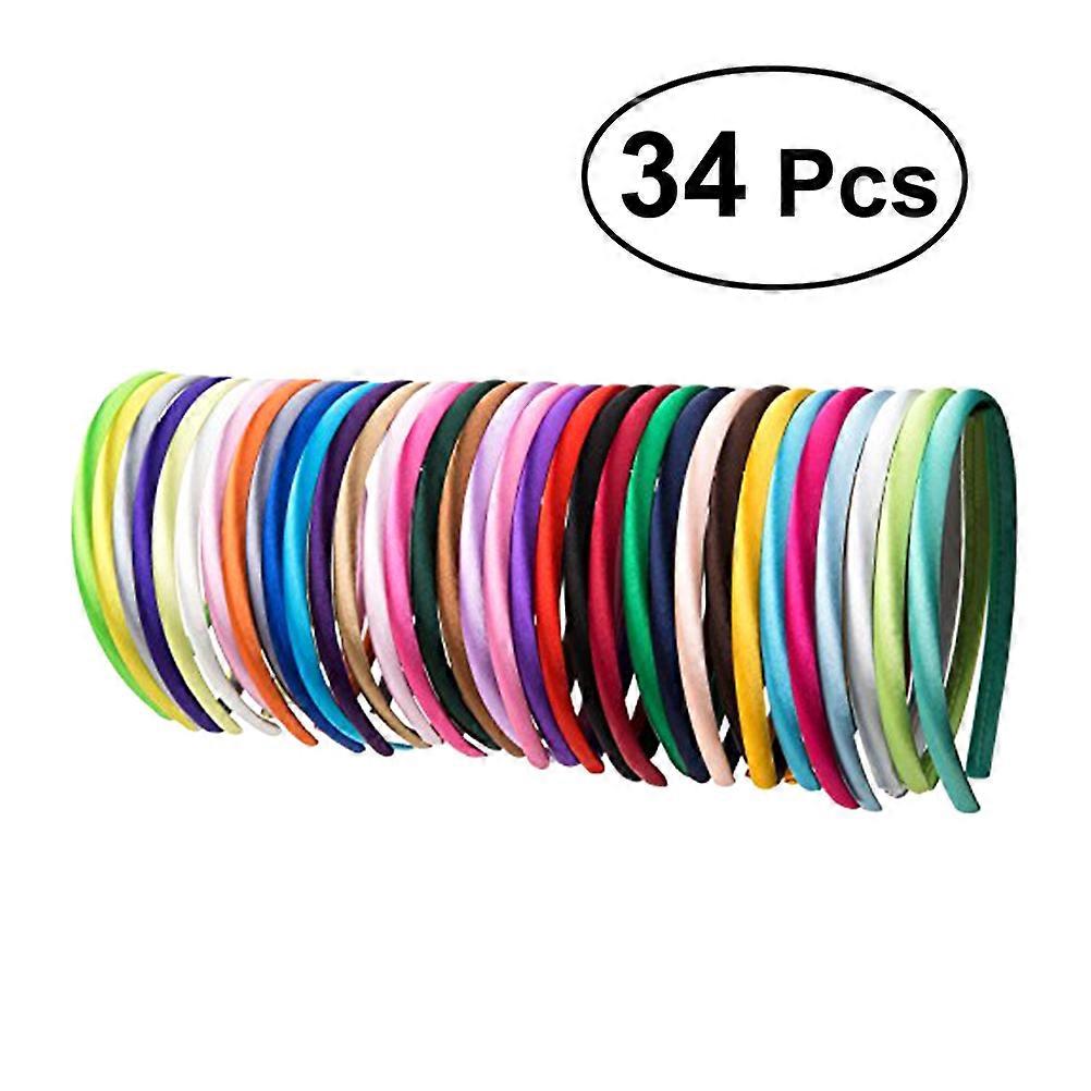 Add Elegant Style to Your Look with These Smooth Plastic and Satin Headbands for Women 1cm Width 34 Colors