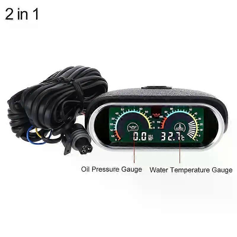 2 Functions 12V/24V Universal for Truck Car Oil Pressure Gauge + Water Temperature Gauge Kit Gauge 10mm M10 1/8 NPT Sensor