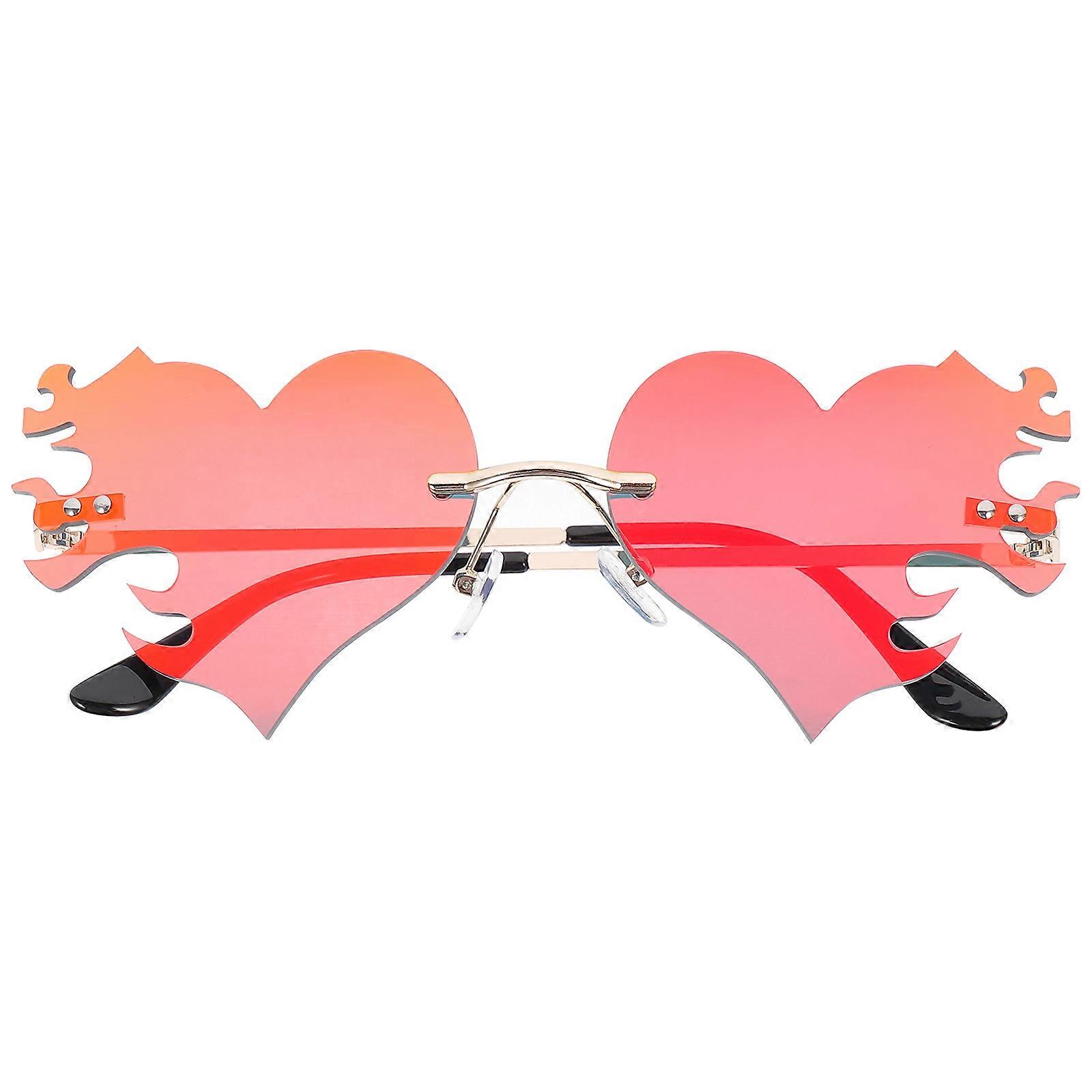 Unique Rimless Heart Shaped Sunglasses Festival Glasses Perfect For Cosplay Events While Enhancing The Party Atmosphere 1Pack