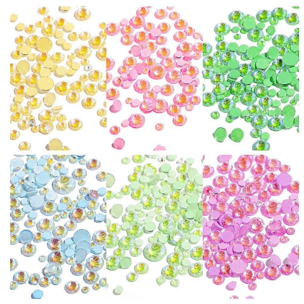 Glow In Dark Nail Decor 6 Packs For Female Home Use Colorful Resin Gems Flat Bottom DIY