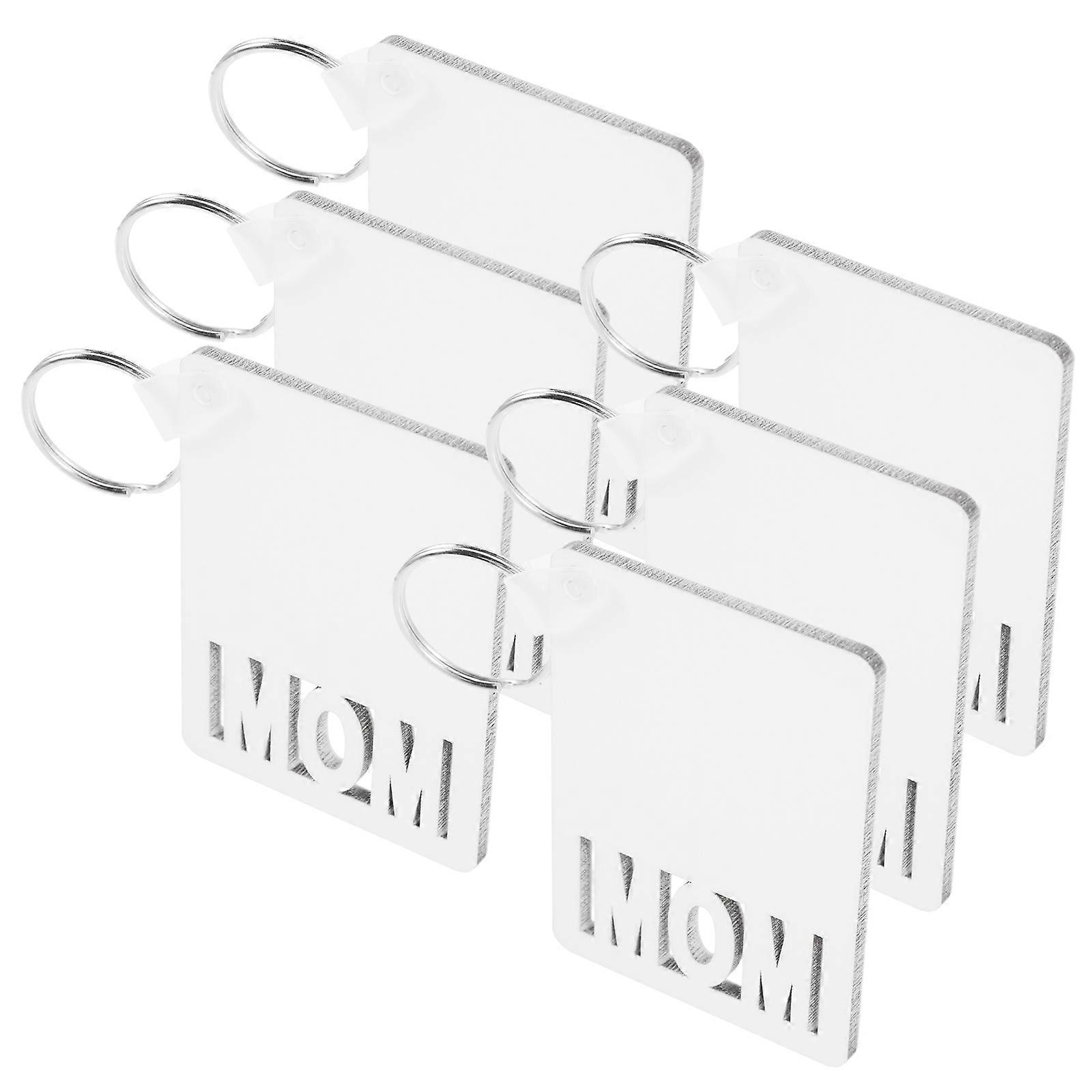 DIY Design Keychain 6 Pcs Sublimation Mom Sign Key Ring For Craft Projects Decorations 2.75X1.97X0.12in Elegant Style