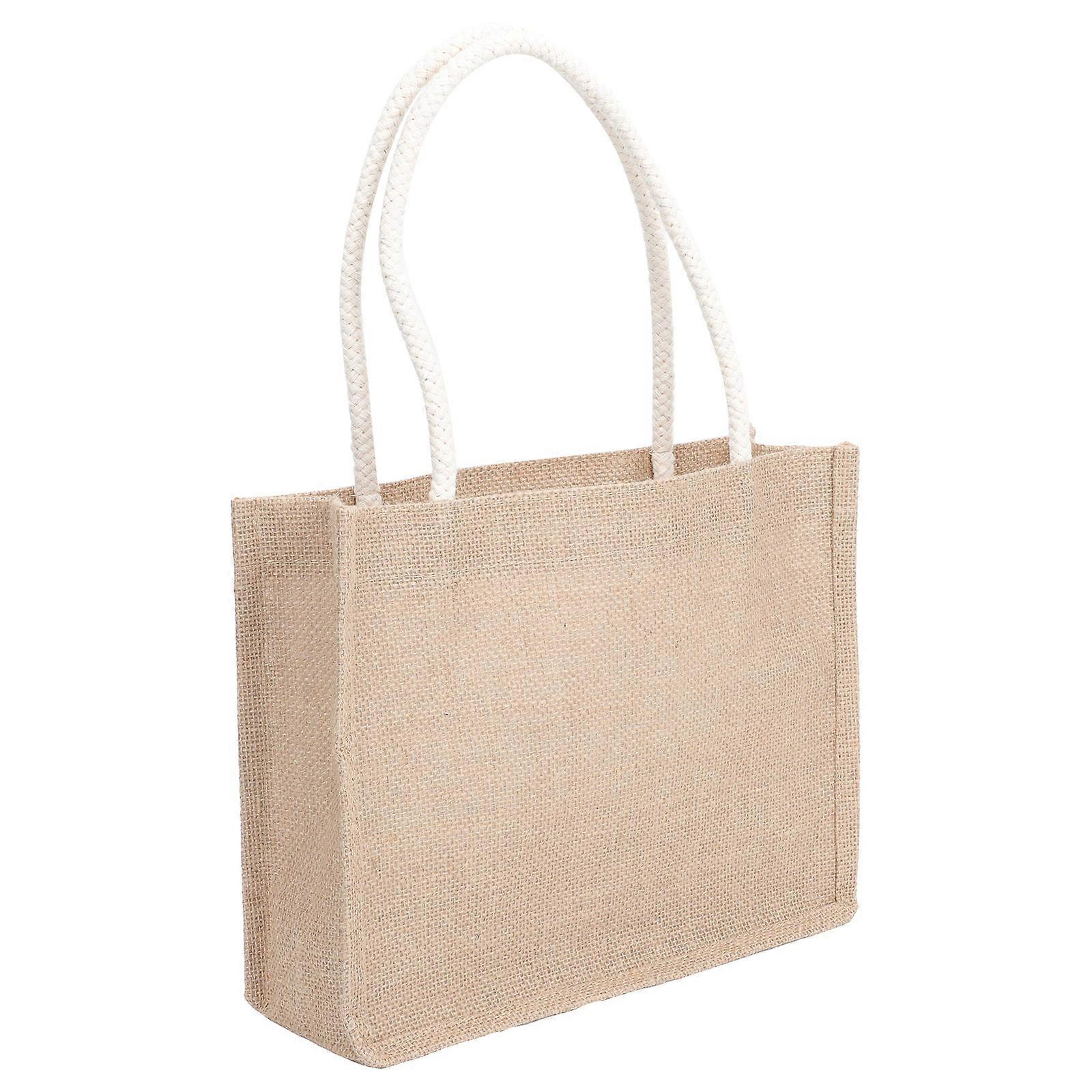 1Pack Jute Storage Bag Retro Style For Ladies Leisure Use 12.18x9.82x3.93inch Essential Tote