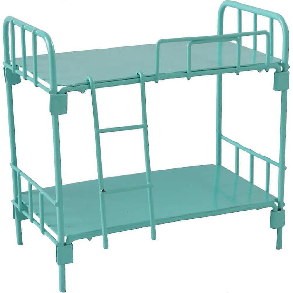 Light Green Miniature Doll Bunk Bed Made of Alloy for Decor with Realistic Details 1/12 Scale