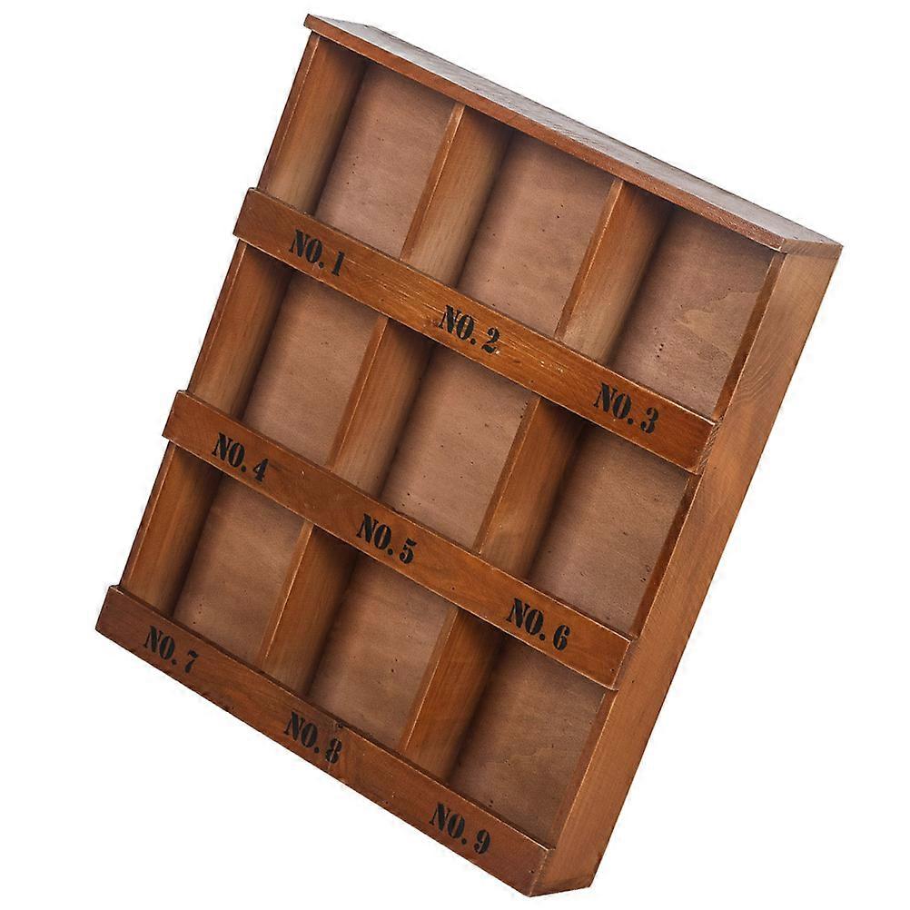 Practical Multi-Grid Wooden Shelf For Miscellaneous Storage In Home And Office Environments 39X33.8CM 1Pcs