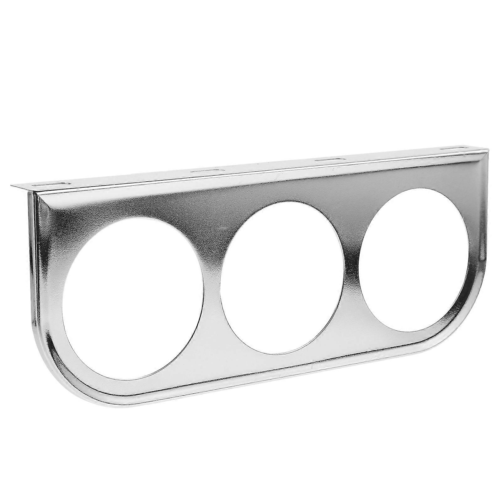 Triple Gauge Car Dashboard Mounting Bracket for 52mm Meters Silver Iron for Car Use