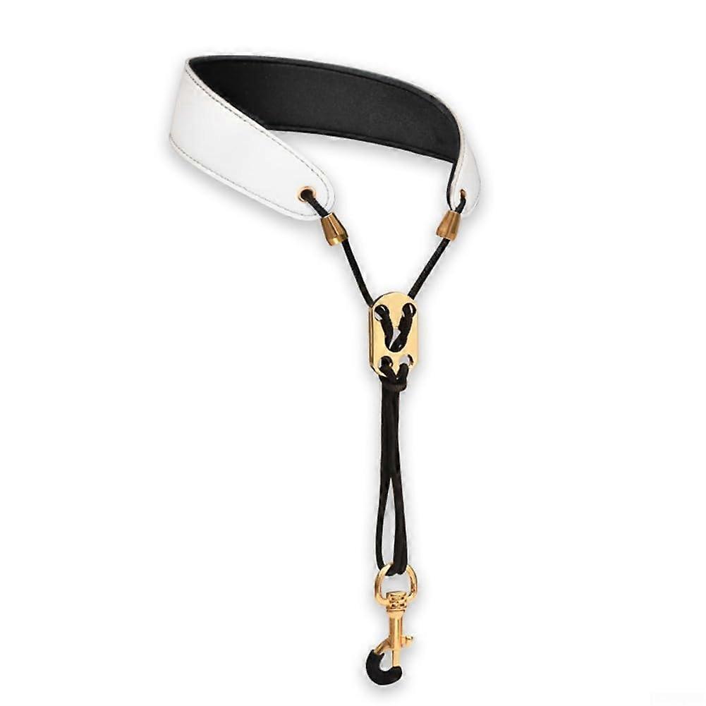 Adjustable Leather Neck Strap For Saxophone Players White Leather Comfort Enhanced
