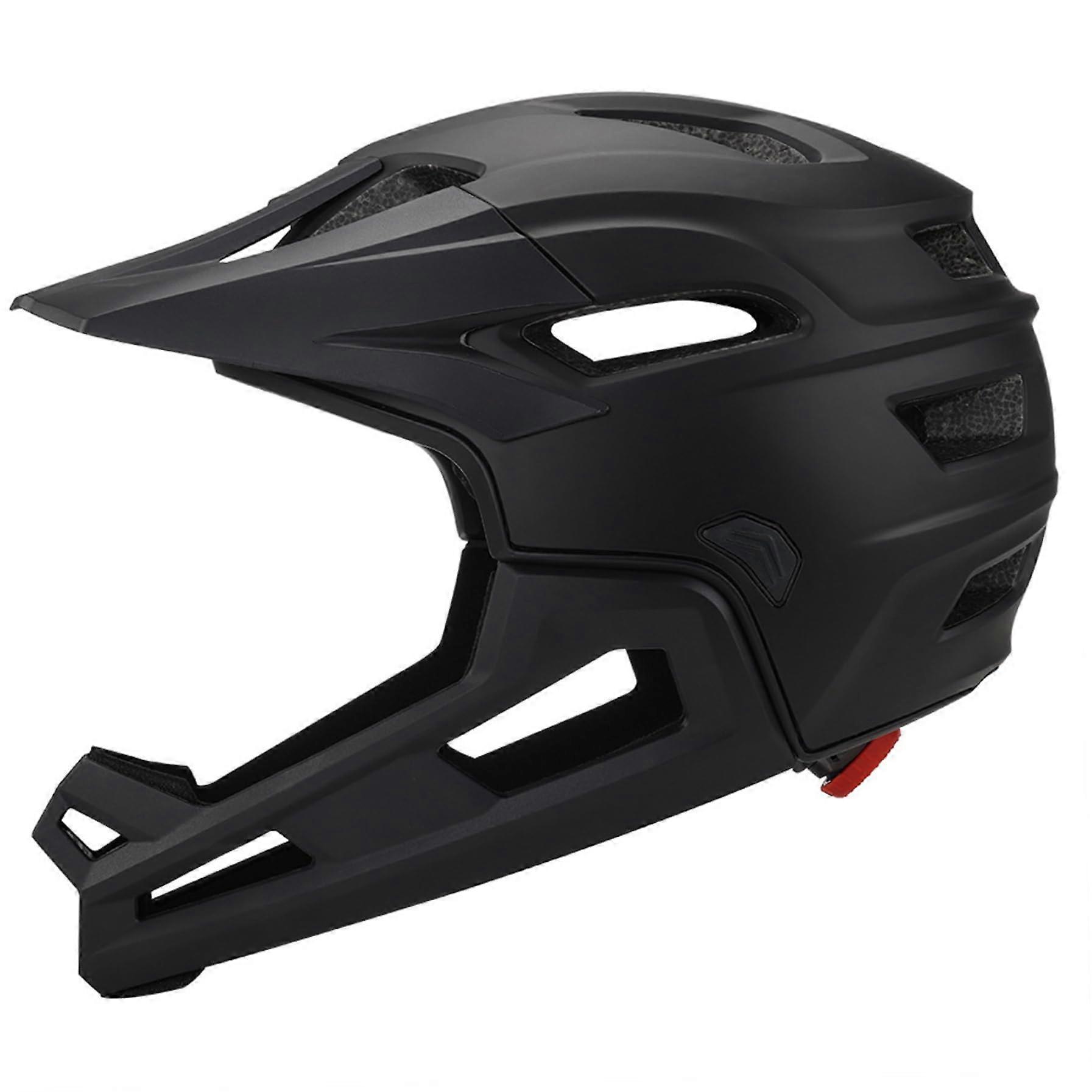 Mountain Bike Helmet for Adults with Removable Chin Rest and Visor Adjustable Black
