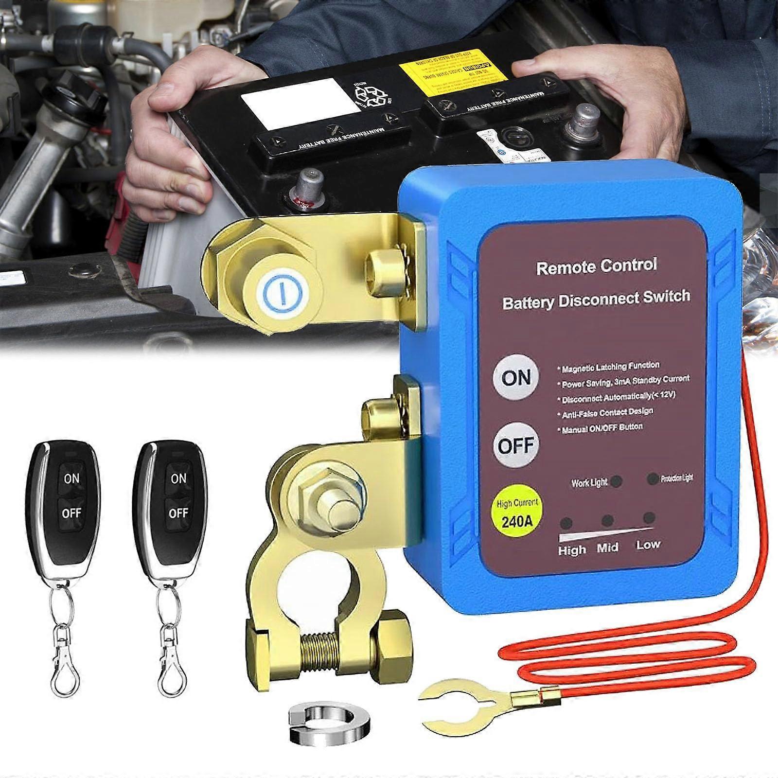Battery Isolator Switch, 12V, 240A with 2 Wireless Remotes for Car, RV, Truck, Boat