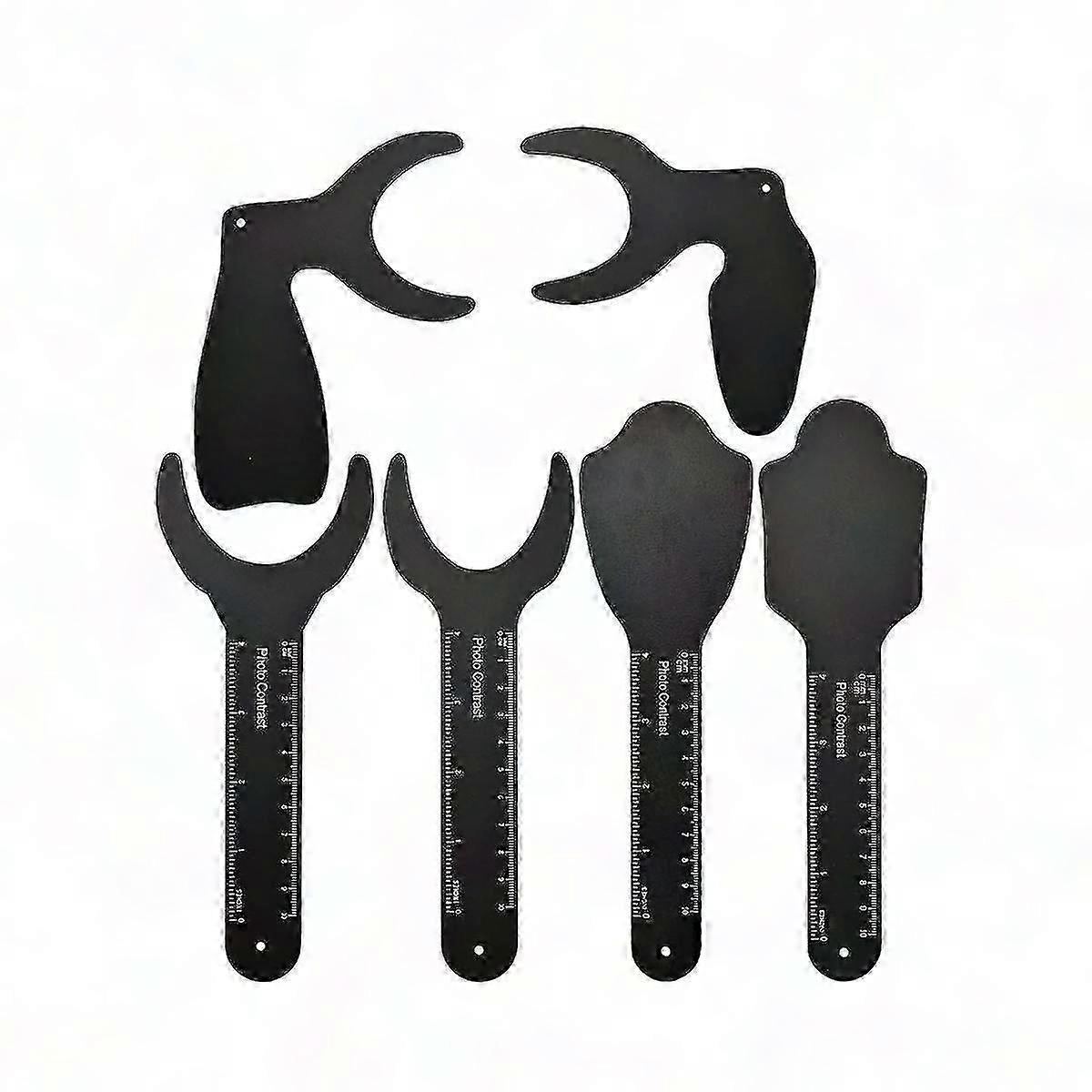 6 قطع الأسنان النقيض داخل الفم التصوير الفوتوغرافي الأسنان الأسود خلفية المجلس طقم صور الأسنان