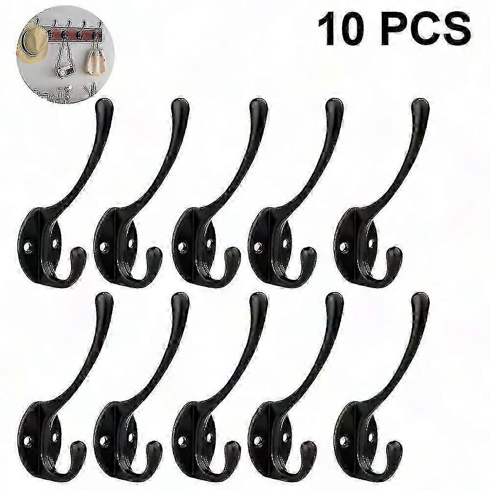 10 Pack Rustic Coat Hooks Wall Mounted Heavy Duty Double Hooks Retro gx20241211564