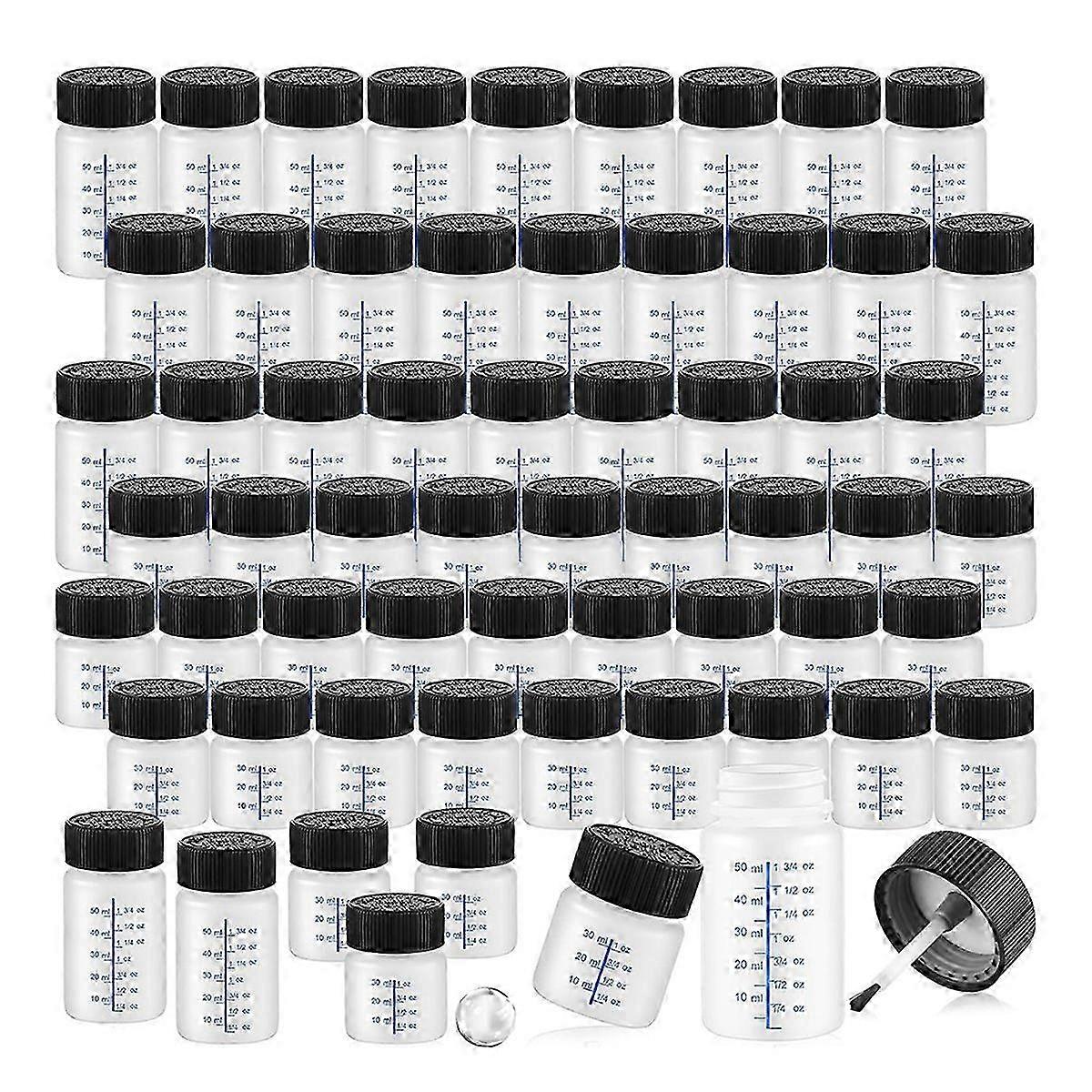 60 Pcs Touch Up Paint Bottles with Brush & Lids - 2 Oz & 1 Oz Liquid Capacity Plastic Bottles - For Touch Ups