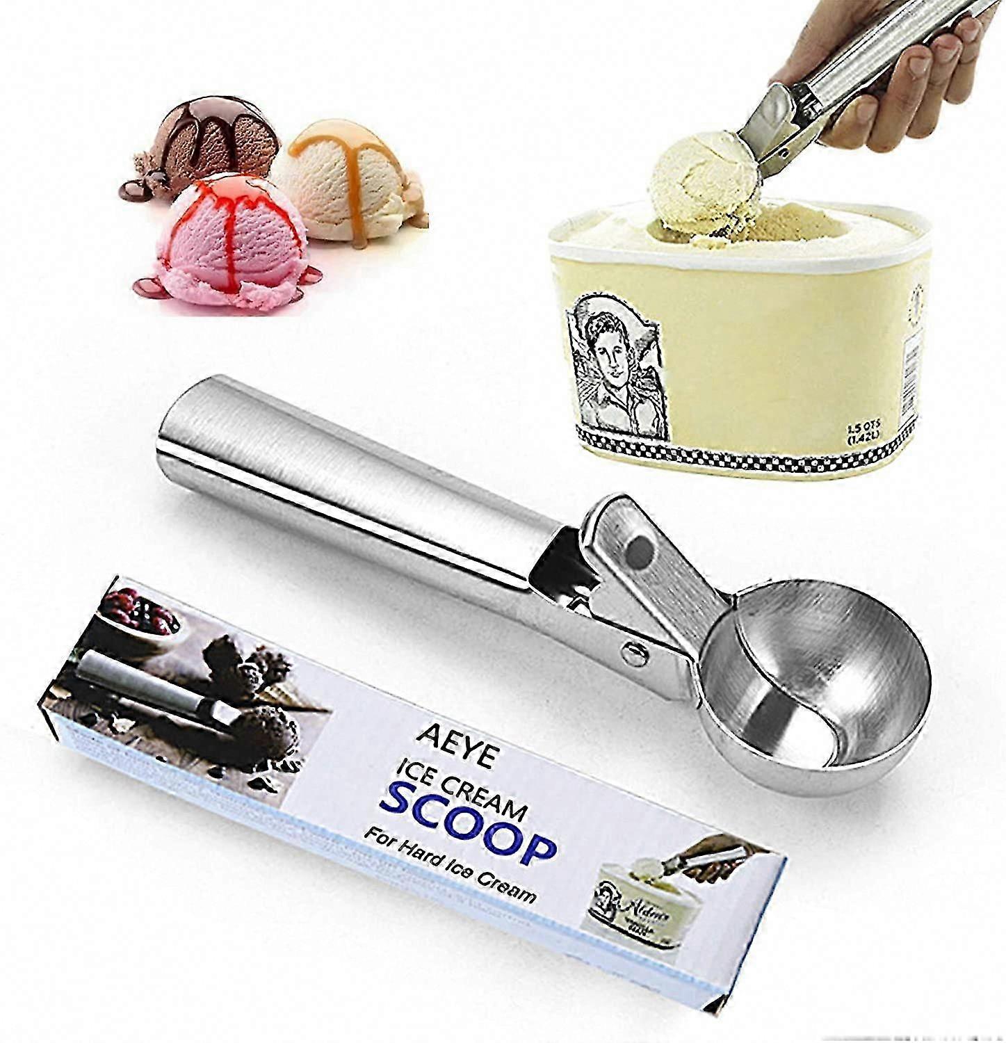 Stainless Steel Ice Cream Scoop with Trigger - Durable, Nonstick & Easy Use for Ice Cream, Fruits, Melon Ball, Sorbet, Meatball