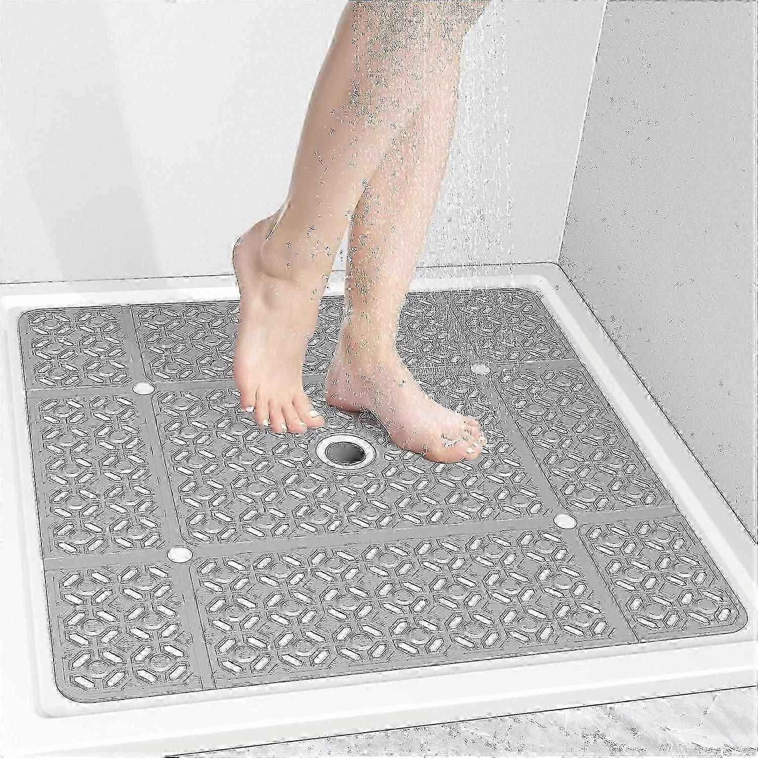 שטיח מרובע גדול במיוחד למקלחת, שטיח רצפה לאמבטיה מונע החלקה בגודל 27x27 אינץ'