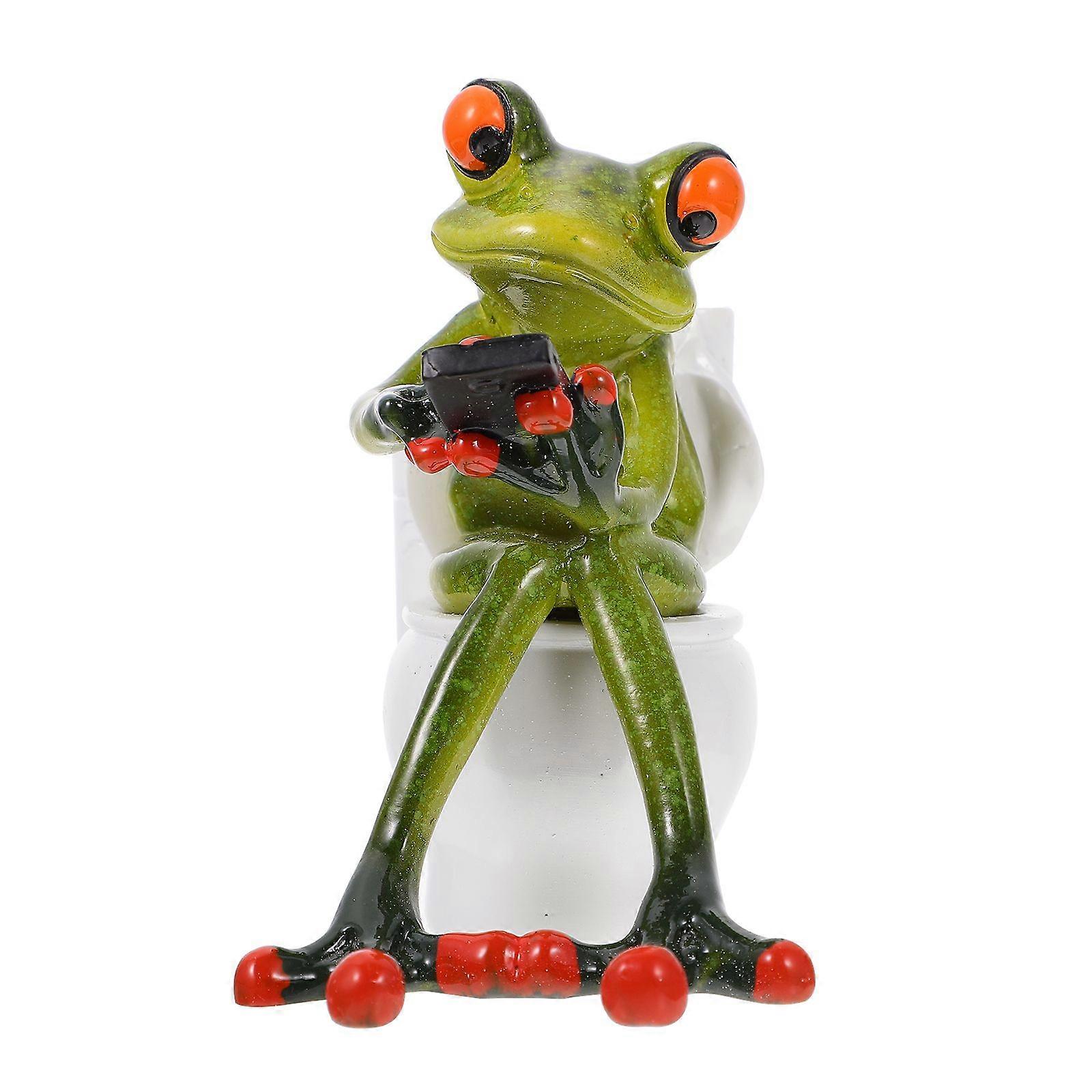 1Pc Resin Frogs Figurine Creative Craft Frogs Statue Home Desktop Ornament