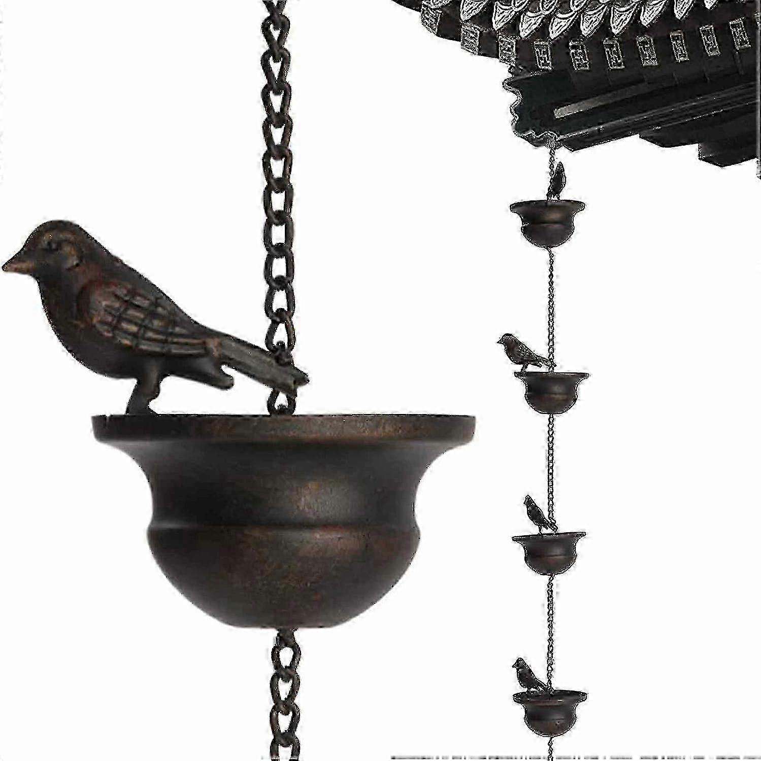 Mobile Birds on Cups Rain Chains for Outside Gutters, Replacement Downspout Hanging Decor
