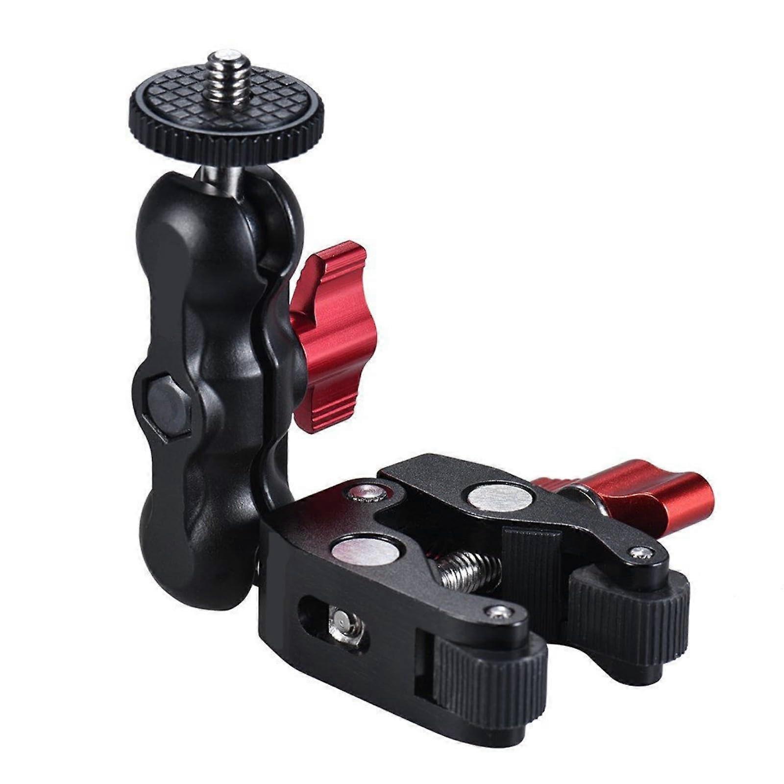 Camera Motorcycle Handlebar Mount Selfie Stick Monopod Heavy Duty Clamp Red Color for Monitor LED Video Light with 1/4inch 3/8inch Thread
