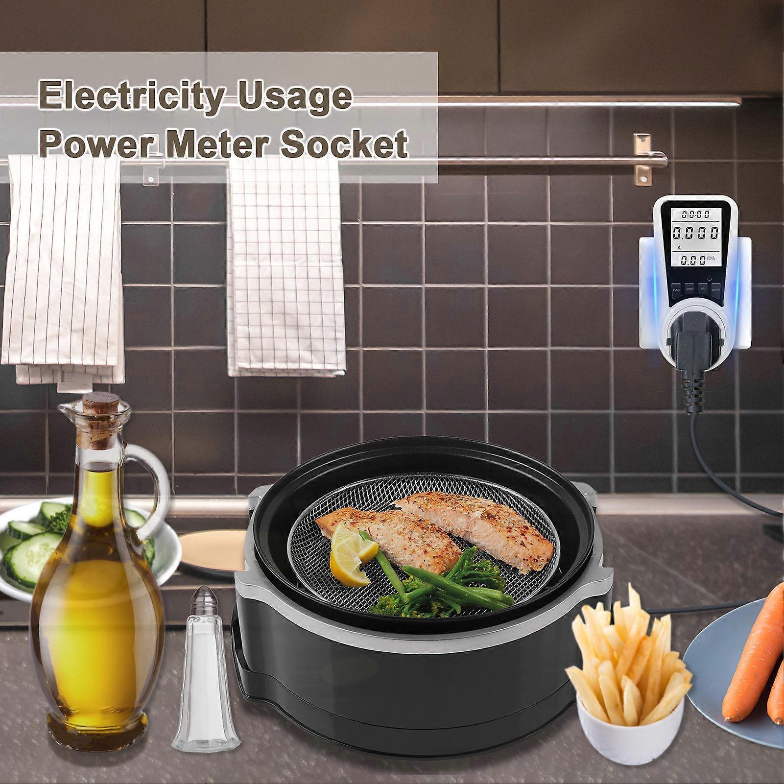 LCD Display Electricity Usage Power Meter Socket Energy Watt Voltage Amps Tester Wattage KWH Consumption Analyzer Monitor Outlet AC230V~250V