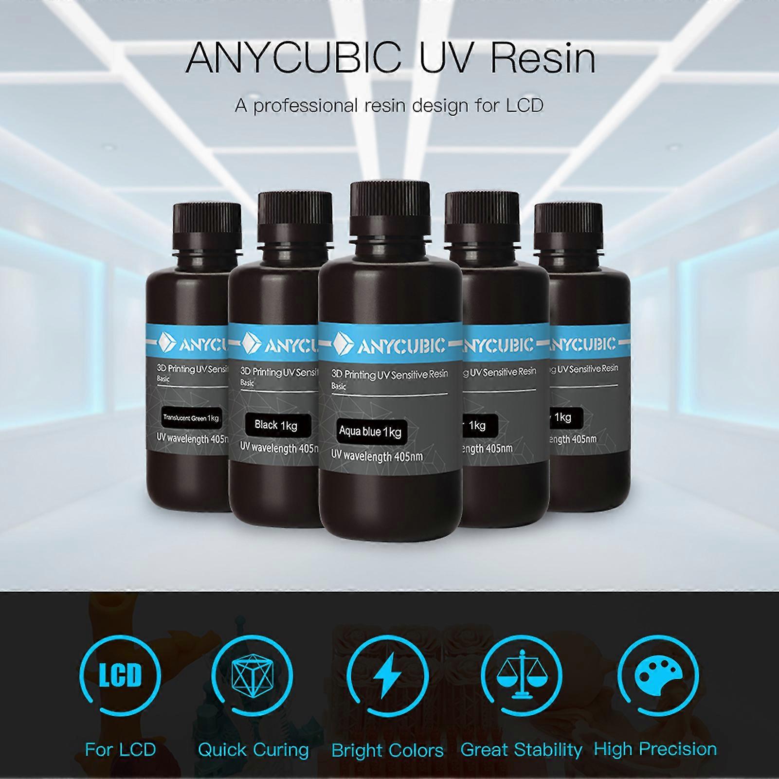 ANYCUBIC 3D Printer Resin 405nm LCD Quick-Curing Resin Material High Precision Great Stability for LCD 3D Printing 1KG White Color