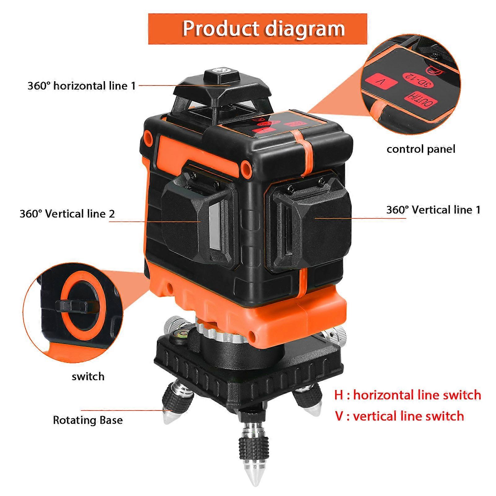 Mini Multifunktionale 12 Linien Grünes Licht Laser Nivellierung 3° Selbstnivellierende Maschine USB Wiederaufladbares Lithium-Batterie-Nivellierwerkzeug 3 Farben optional