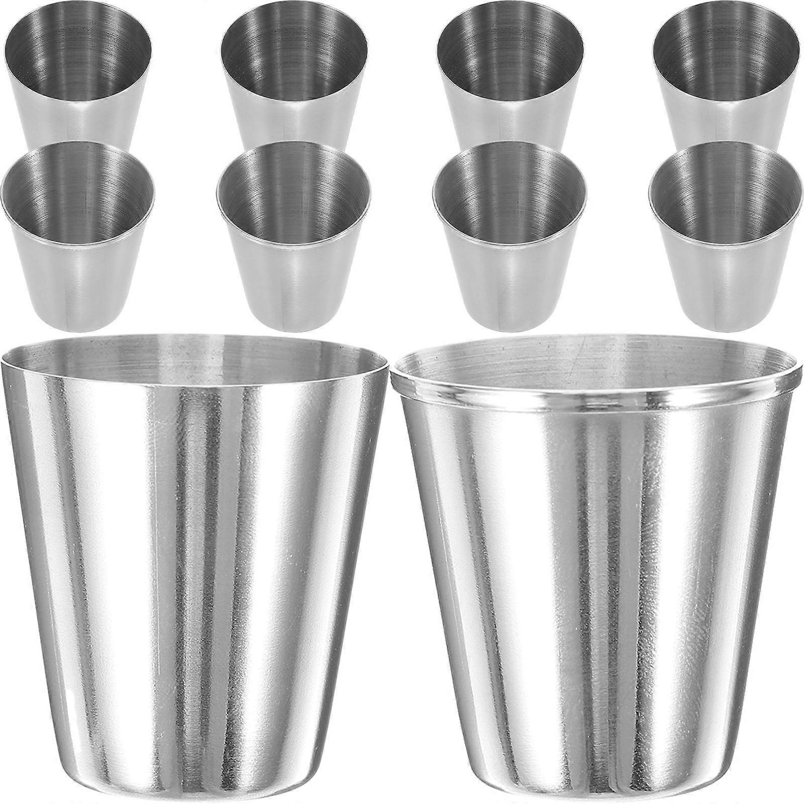 Stainless Wine Cups Multi-Function Household Cups for Parties Silver Stainless Steel Holding Wine 10Pcs