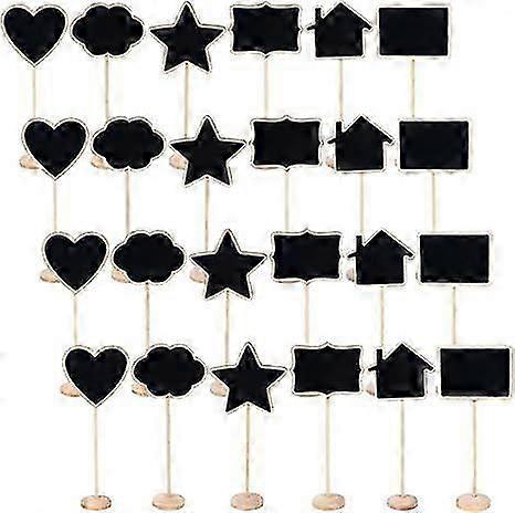 24Pcs Food Labels for Party Buffet Buffet Signs Mini Chalkboard Signs with Stand Food Tags Chalk Sign, 6 Styles