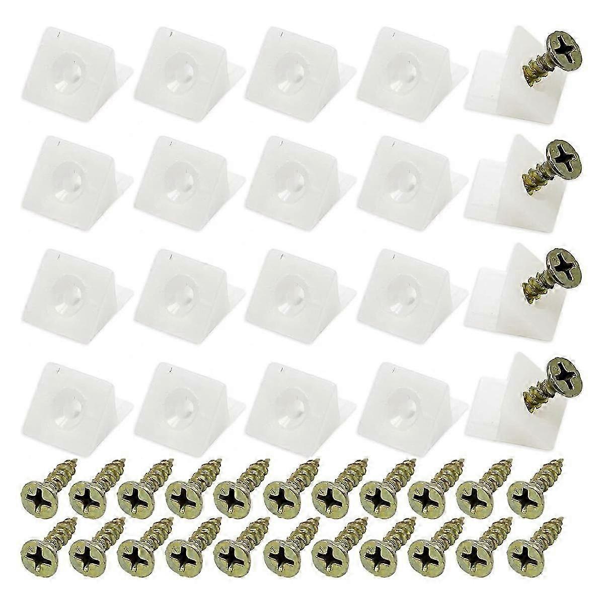 50 Pcs Drawer Supports, White Plastic Drawer Bottom Sagging Repair Fixing Mending Wedges with Screw