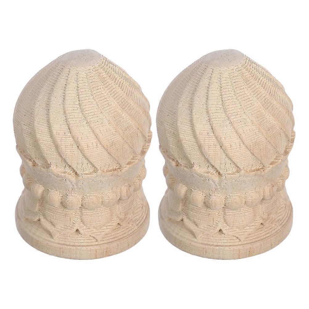 Great! Here's a polished and professional product description for your **2pcs Hand Carved Pineapple Wood Finials – Unfinished Furniture Toppers**: