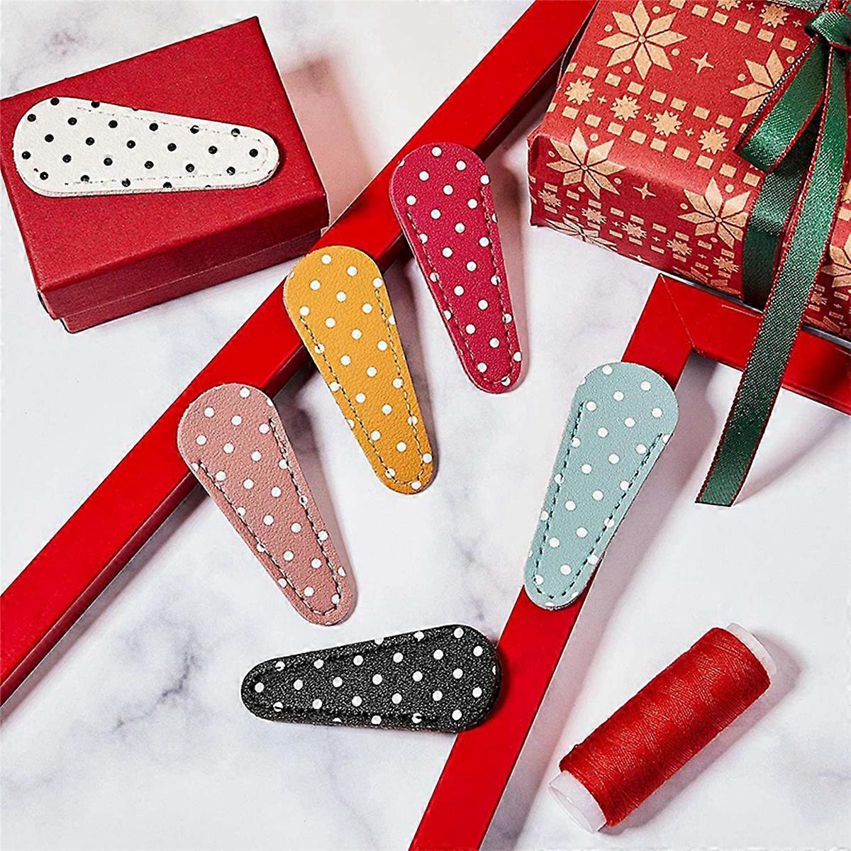 18 Pieces Embroidery Scissors Sheath Polka Dot Scissors Protective Cover Scissors Leather Sheath for