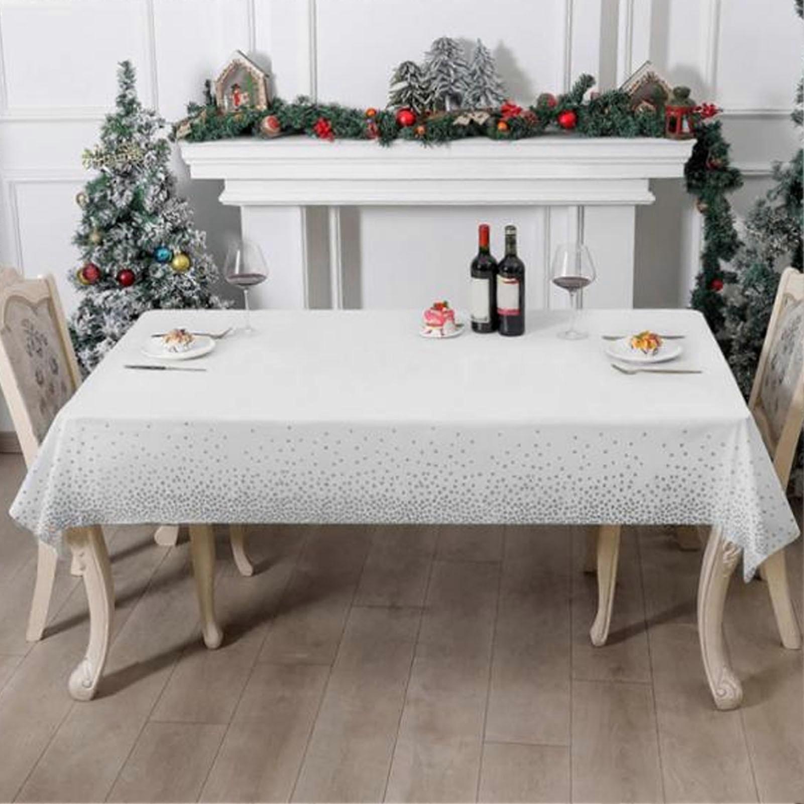 3pcs Waterproof Plastic Tablecloth 54x108in White Rectangle
