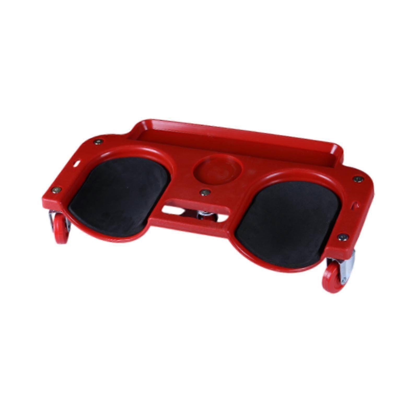 Knee Creeper/Pads with Tool Tray Holder and 5 Swivel Wheels for Garage Use, Red