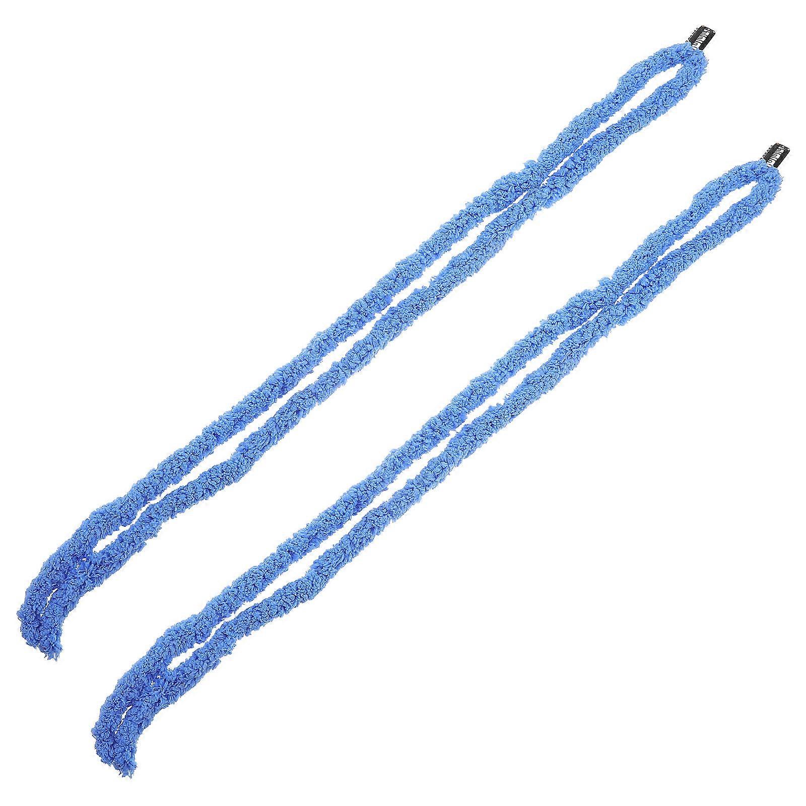 Blue Wool Dreadlock Extensions for Hair Extension 2Pcs Handmade Chunky Yarn Braids