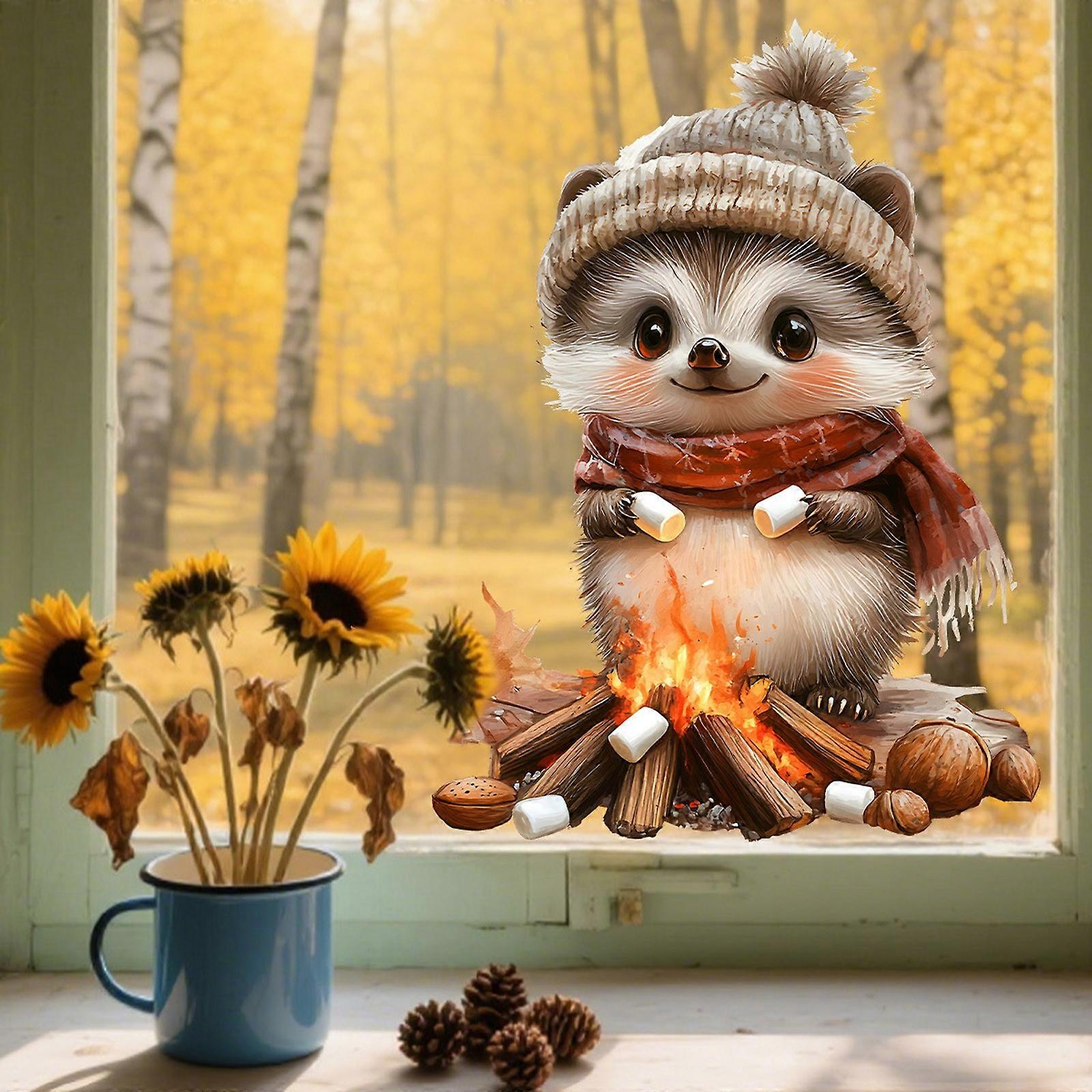 Halloween Witch Hat Pumpkin Maple Leaf Pattern Window Sticker WUD8638